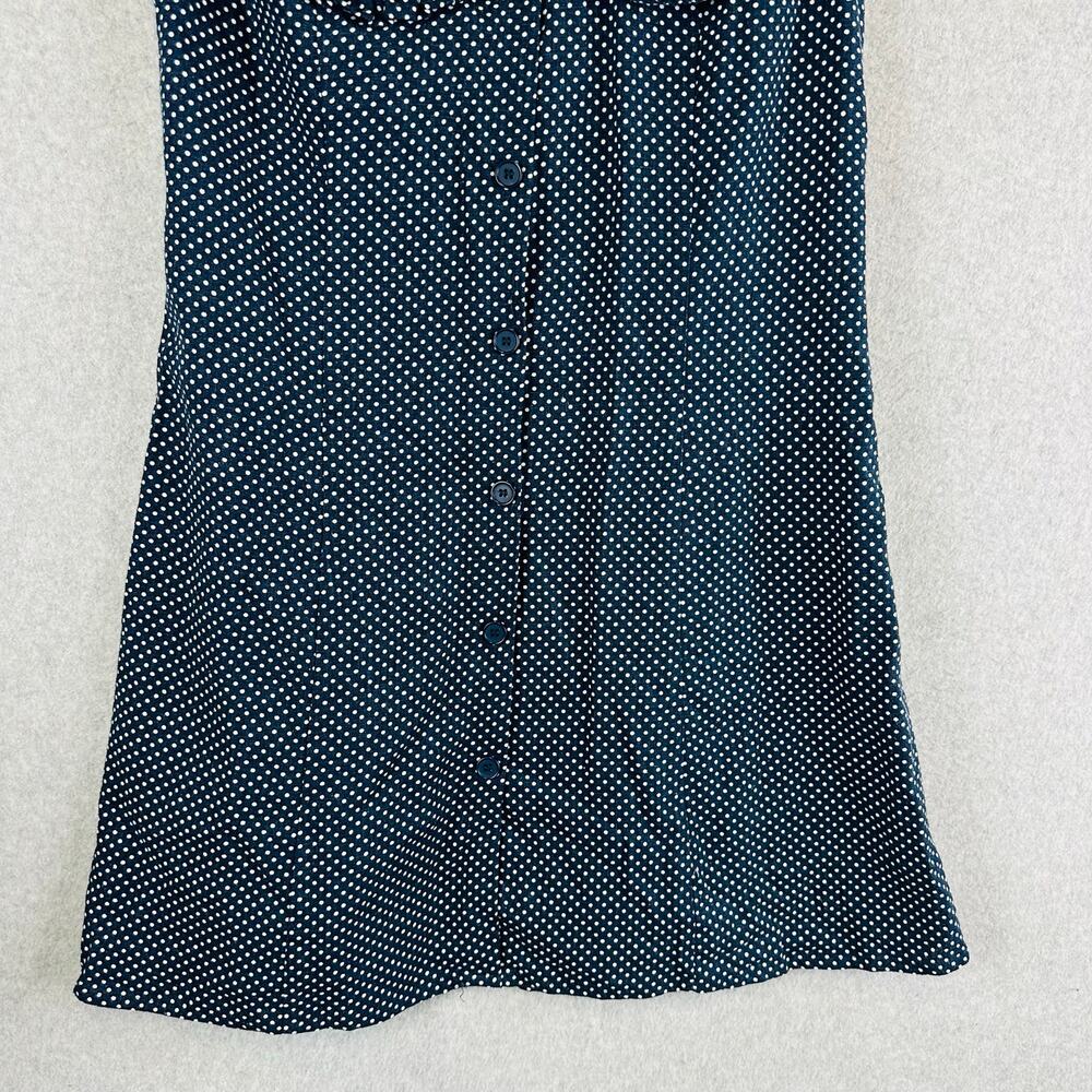 New Caroline Constas Womans Sz 10 Dress Linen Blend Blue Polka Dots NWT - Picture 5 of 11